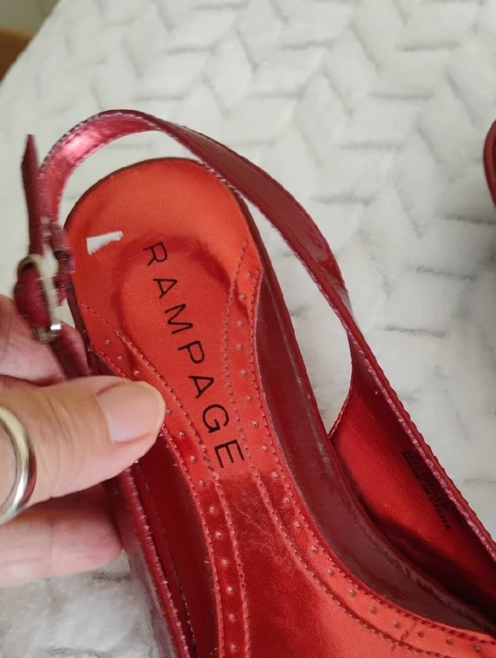 Rampage Red Peep-Toe Slingback Heels with Matching Clutch
